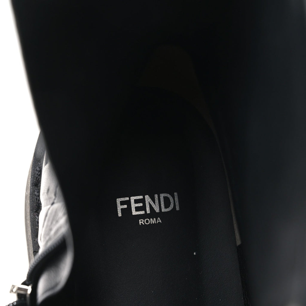 Fendi Nappa FF Embossed Womens Biker Boots 38.5 Black