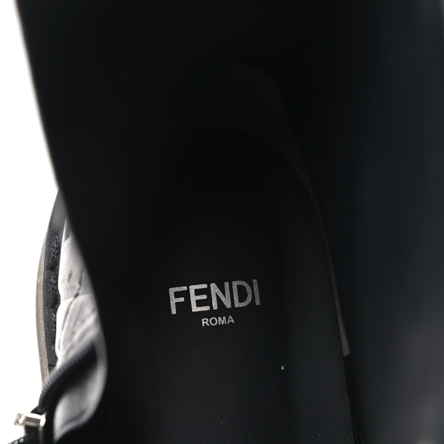 Fendi Nappa FF Embossed Womens Biker Boots 38.5 Black