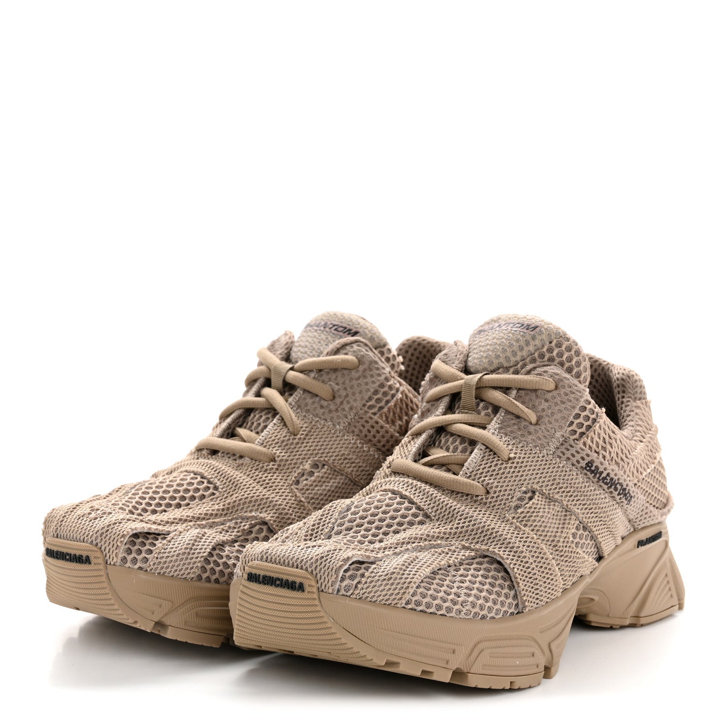 Balenciaga Fabric Mesh Womens Phantom Sneakers 37 Dark Beige