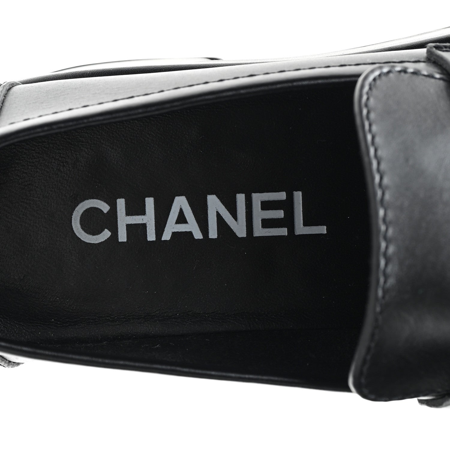 Chanel Calfskin CC Platform Loafers 38 Black