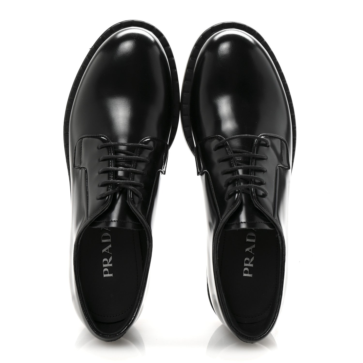 Prada Spazzolato Lace Up 50mm Loafers 39 Black