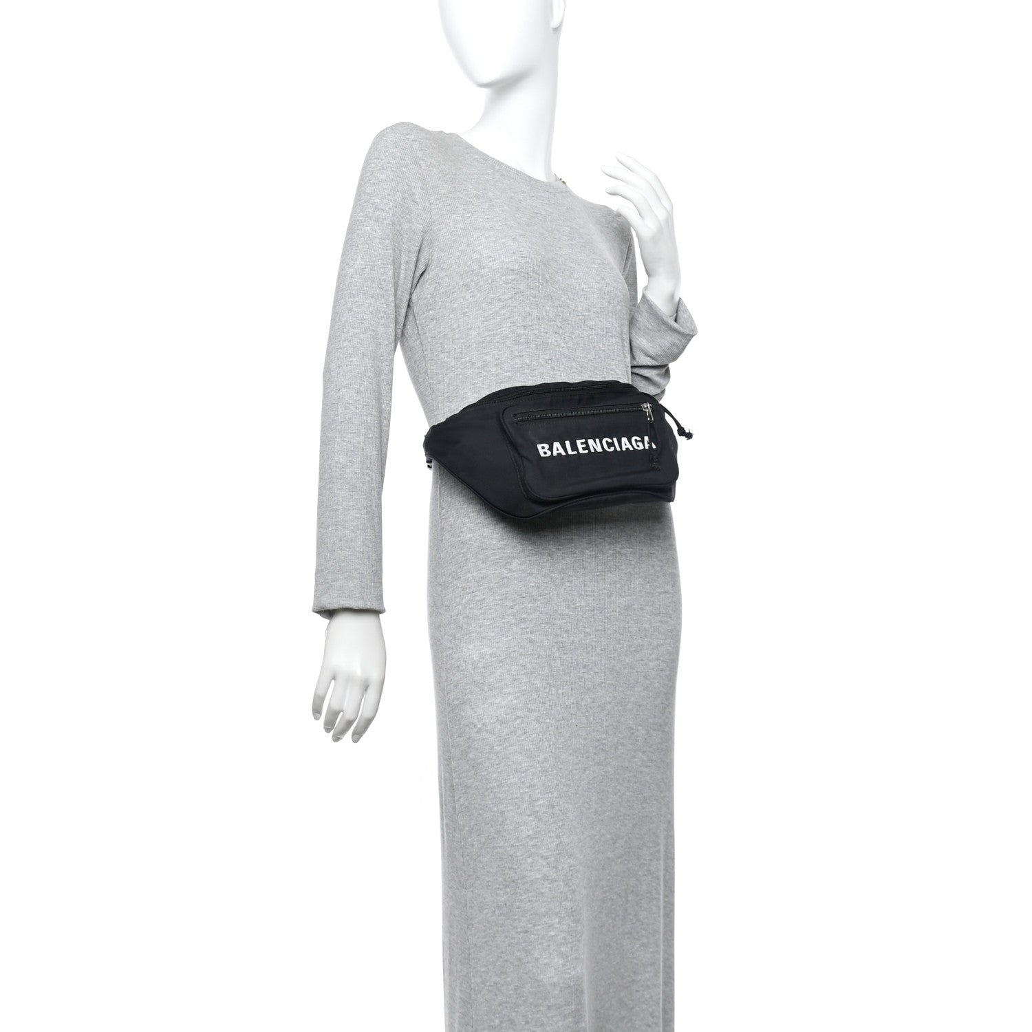 Balenciaga Recycled Sport Nylon Logo Embroidered Wheel Beltpack Black