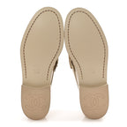 Chanel Shiny Calfskin Logo Loafers 38.5 Light Beige