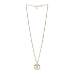 Chanel Pearl CC Round Pendant Necklace Gold