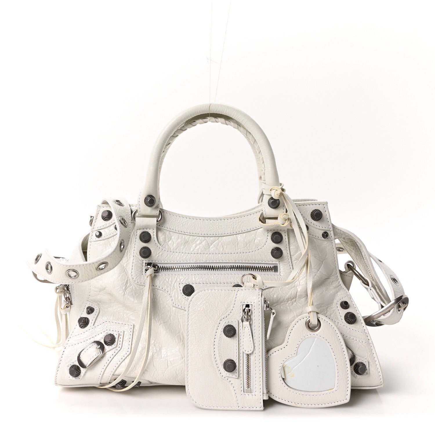 Balenciaga Agneau Arena Small Neo Cagole City Handbag Optic White