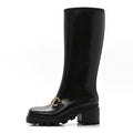 Gucci Rubber Horsebit Knee High Boots 38 Black
