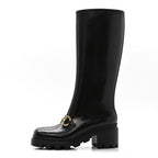 Gucci Rubber Horsebit Knee High Boots 38 Black