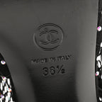 Chanel Mesh Crystal Patent CC Bow High Boots 38.5 Black