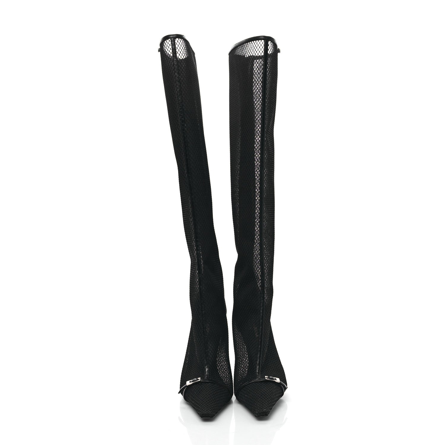 Saint Laurent Mesh Oxails Knee High Boots 40 Black