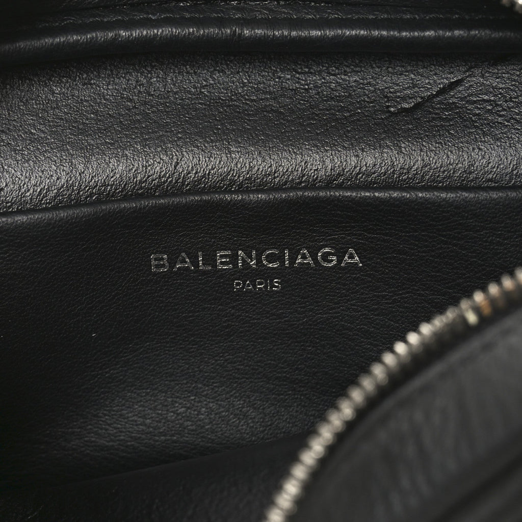 Balenciaga Calfskin Logo XS Everyday Camera Bag Gris Fossile