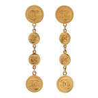 Chanel Metal CC Medallion Clip On Earrings Gold