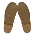 Chanel Suede Calfskin CC Loafers 36.5 Dark Beige