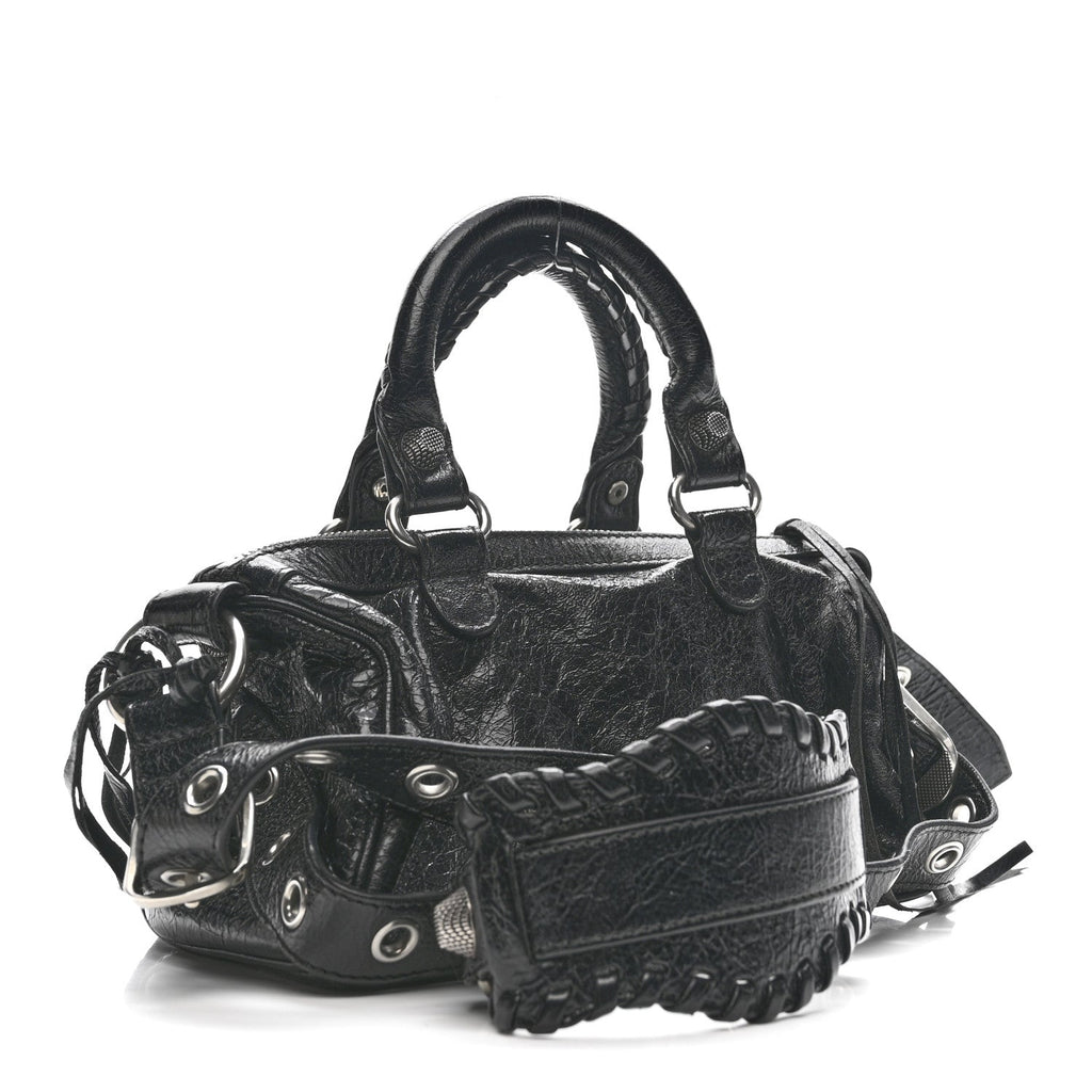 Balenciaga Agneau Arena Mini Le Cagole Duffle Crossbody Bag Black