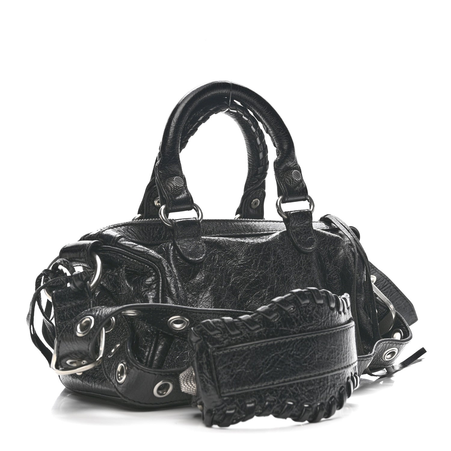Balenciaga Agneau Arena Mini Le Cagole Duffle Crossbody Bag Black