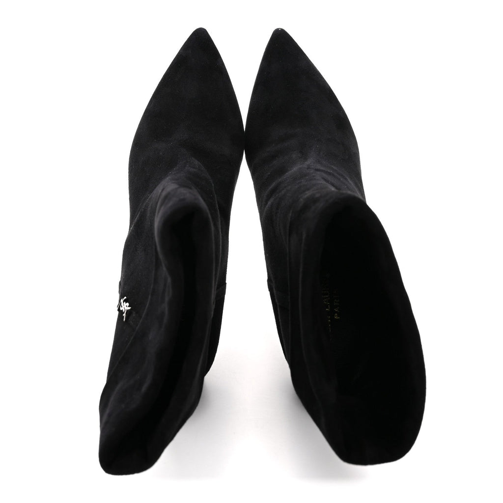 Saint Laurent Kid Scamosciato Niki 85 Wedge Booties 39.5 Black