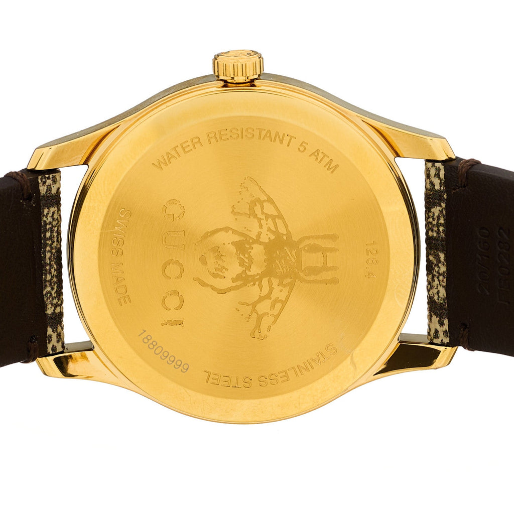 Gucci Stainless Steel Canvas 38mm G-Timeless GG Supreme Bee Quartz Watch Brown