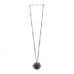 Chanel Resin Crystal Lambskin Ball Mirror Necklace Black Silver