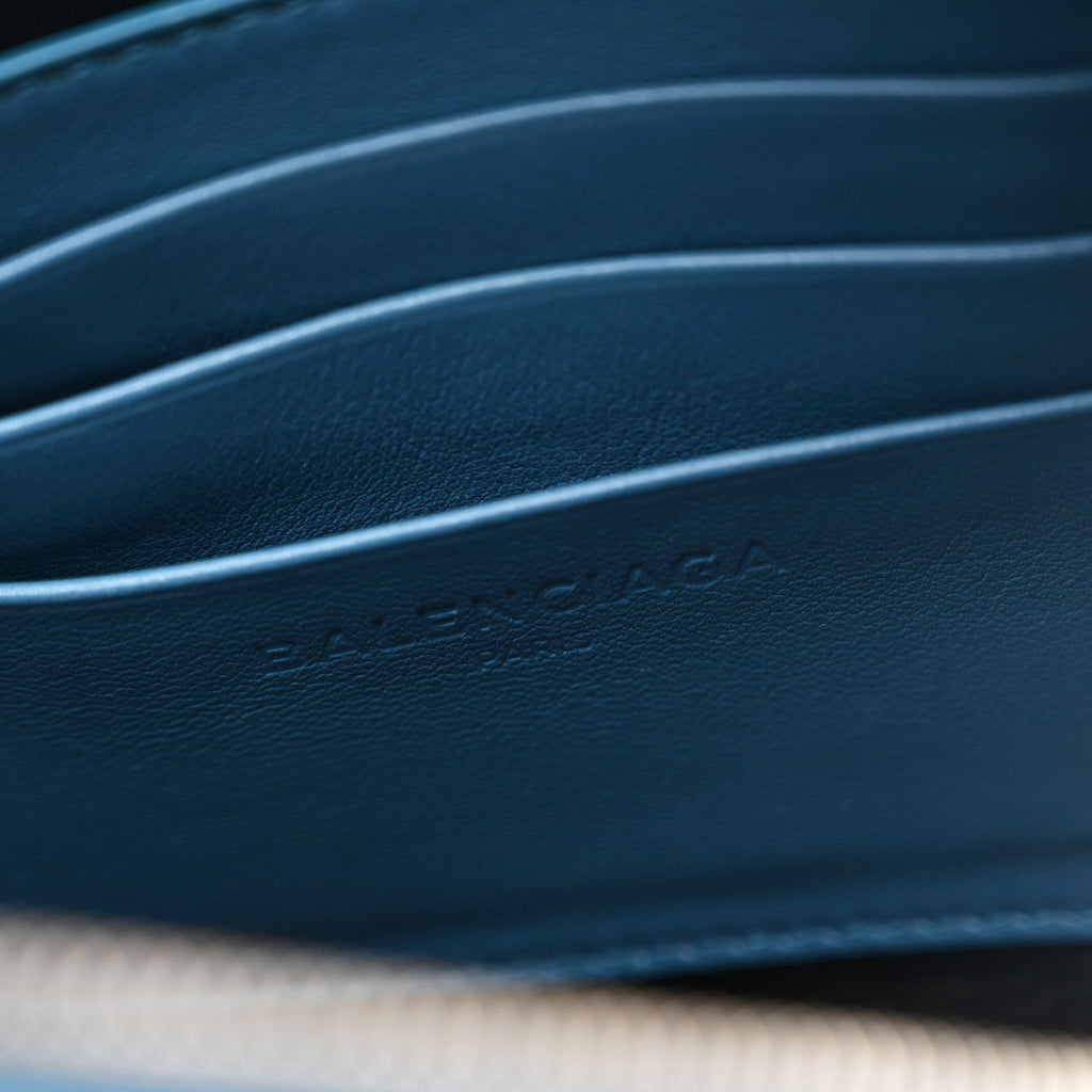 Balenciaga Calfskin M Triangle Pouch Bleu Persan