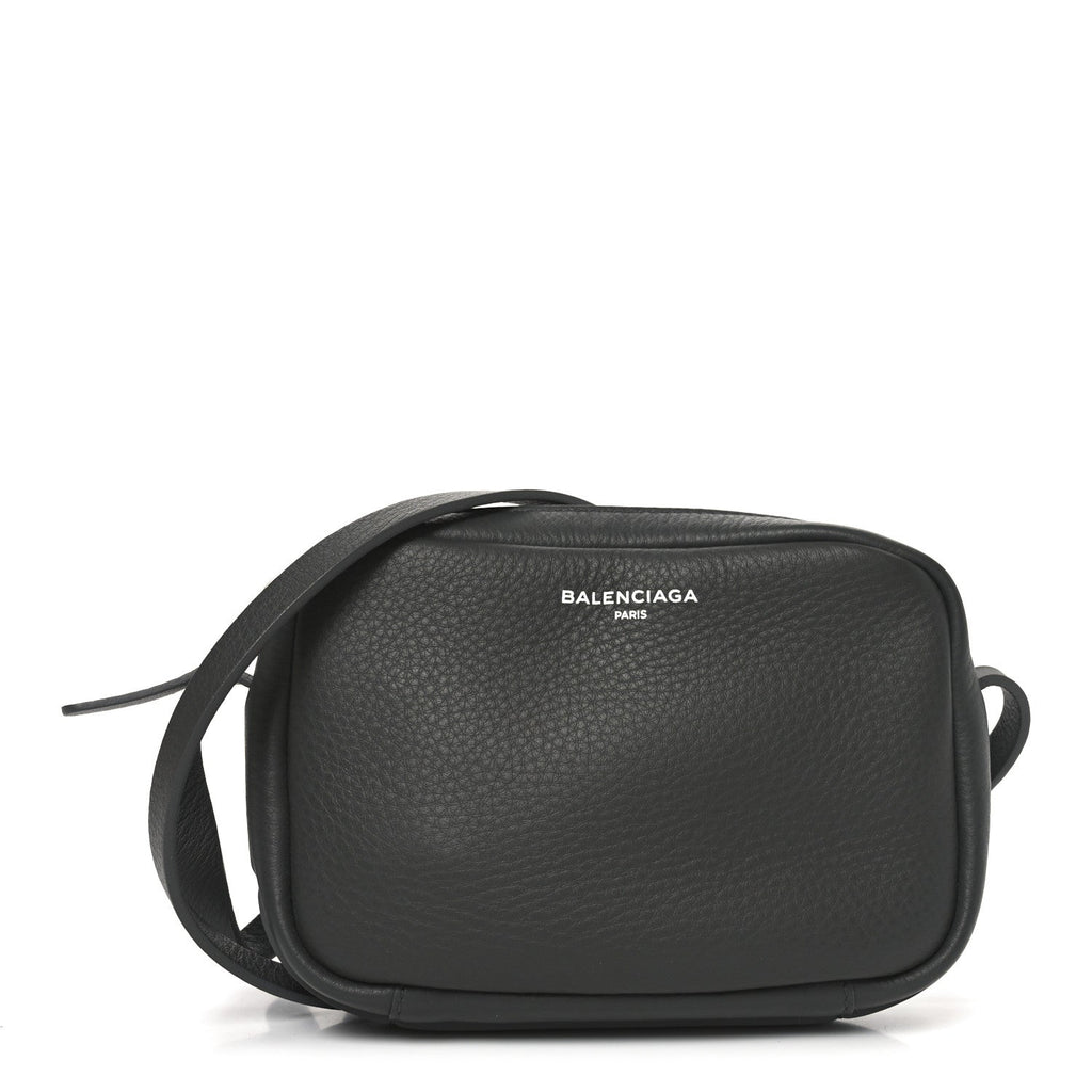 Balenciaga Calfskin Logo XS Everyday Camera Bag Gris Fossile