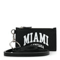 Balenciaga Grained Calfskin Miami Logo Cash Coin Card Holder On Keychain Black