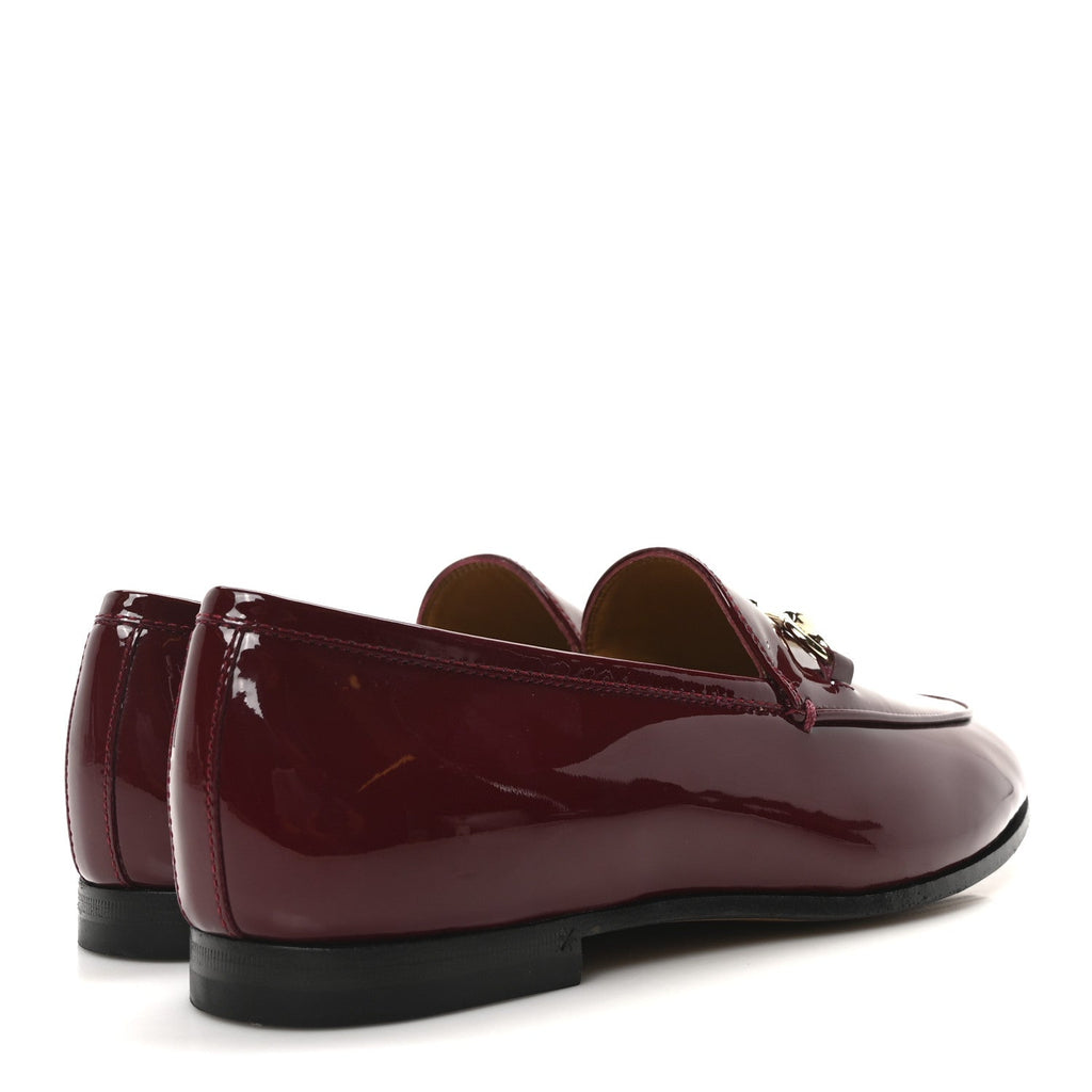 Gucci Vitello Vernice Soft Nappa Womens Jordaan Loafers 36 Rosso Ancora