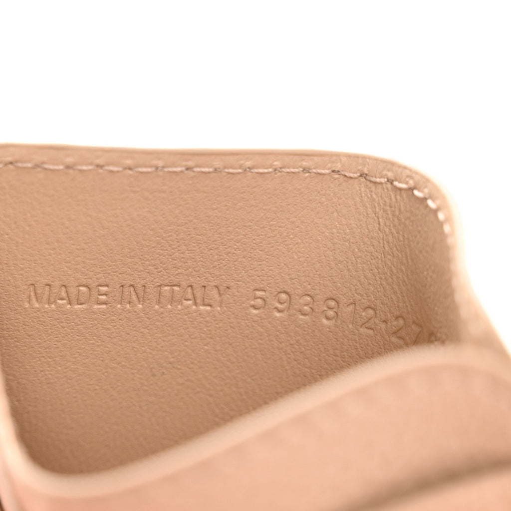 Balenciaga Grained Calfskin Logo Cash Rounded Card Holder Beige