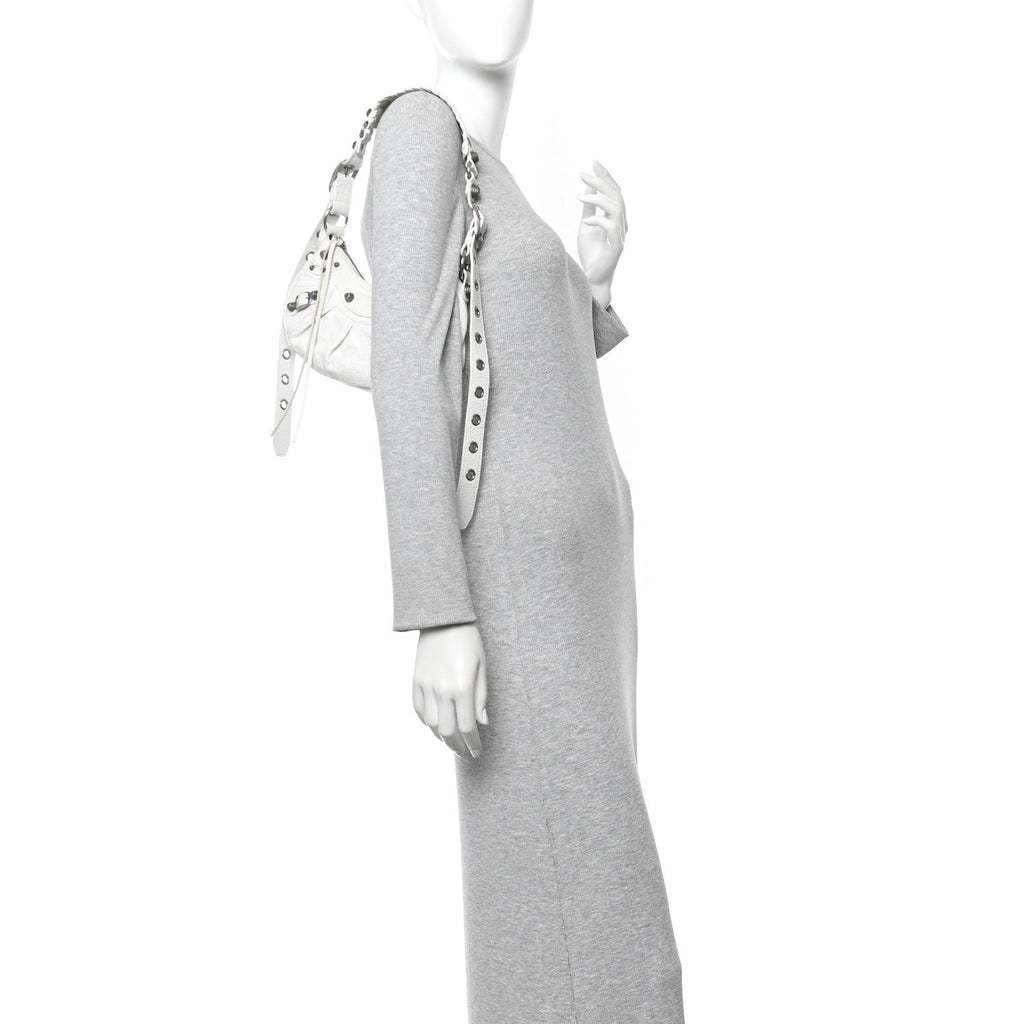 Balenciaga Agneau Arena Le Cagole Shoulder Bag XS Optic White