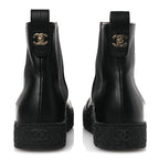 Chanel Calfskin Cap Toe CC Ankle Boots 38 Black