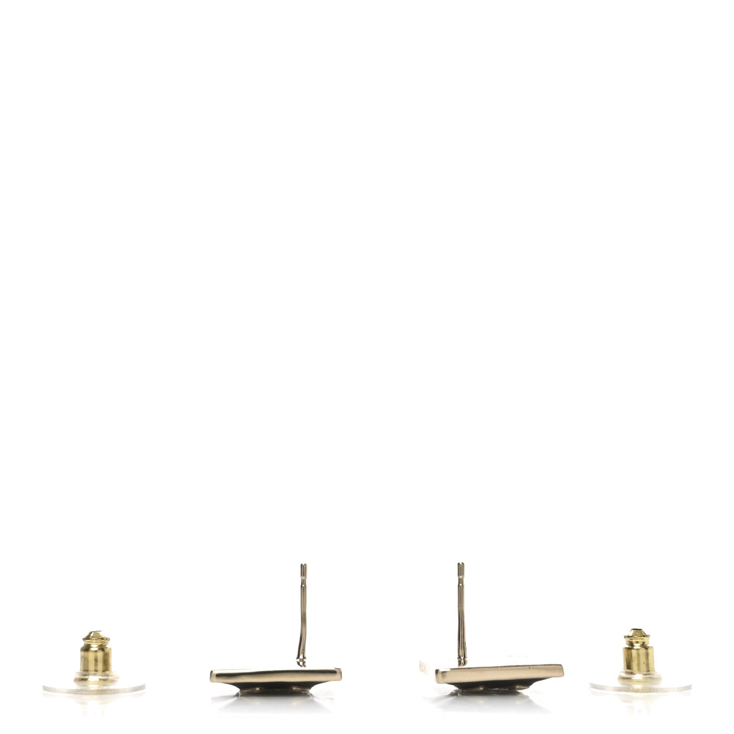 Chanel Enamel CC Square Earrings Black White