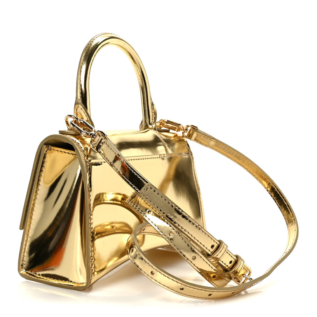 Balenciaga Metallic Calfskin Hourglass Top Handle Bag XS Gold