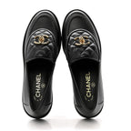 Chanel Lambskin Quilted CC Turnlock Loafers 38 Black