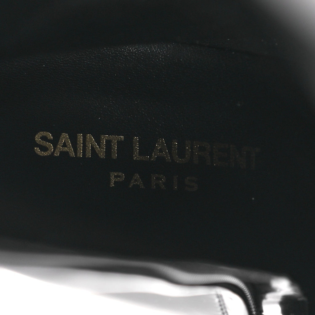 Saint Laurent Glazed Calfskin Auteuil 105mm Zip Boots 38 Black
