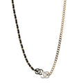 Chanel Lambskin Crystal CC Chain Choker Necklace Black Gold