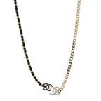 Chanel Lambskin Crystal CC Chain Choker Necklace Black Gold