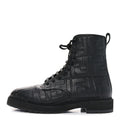 Fendi Nappa FF Embossed Womens Biker Boots 38.5 Black