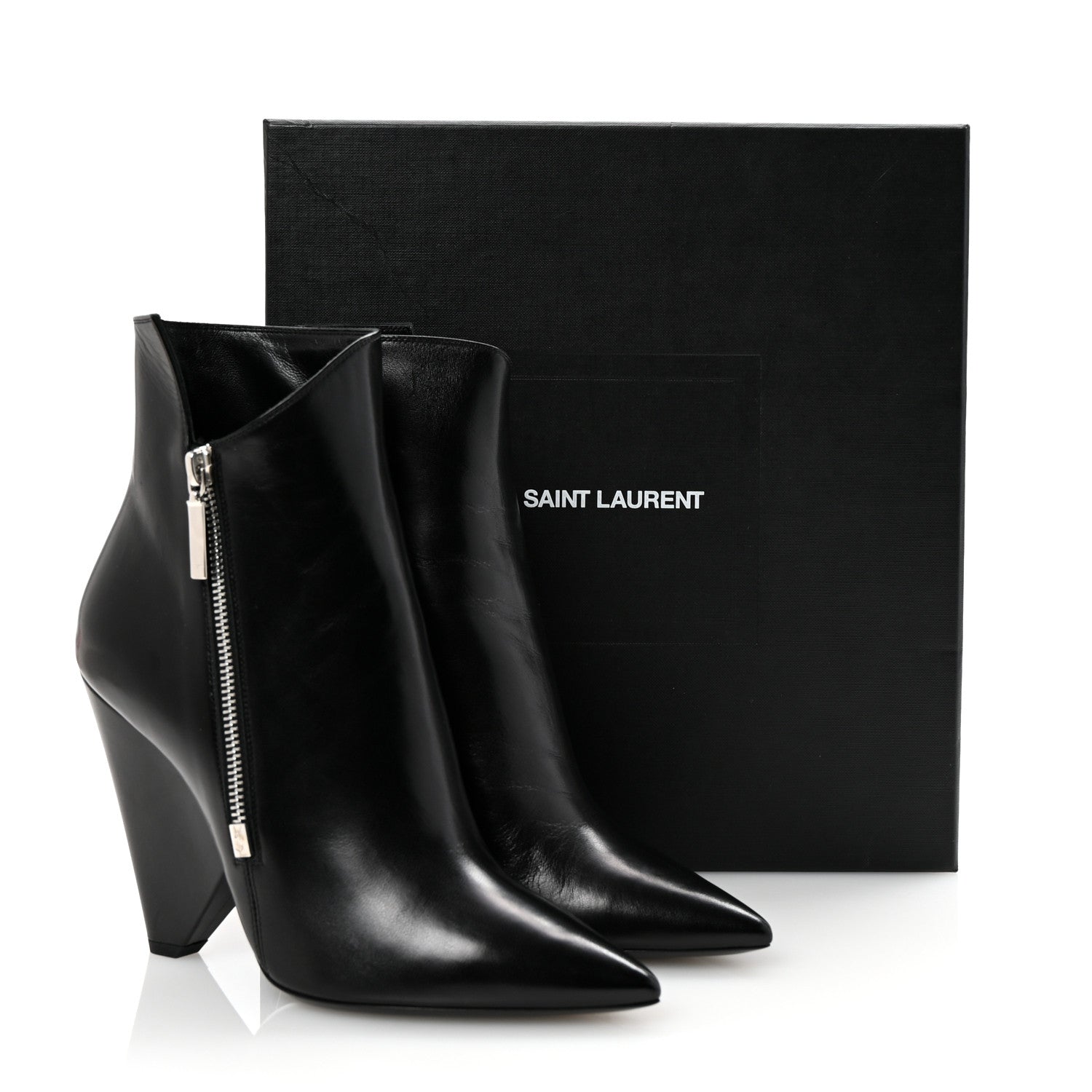 Saint Laurent Calfskin Niki 85 Wedge Booties 39.5 Black
