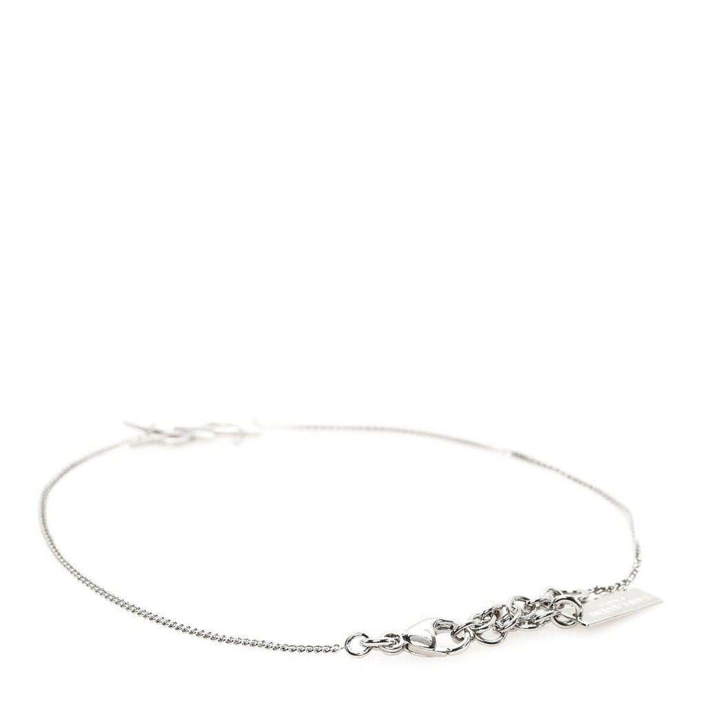 Saint Laurent Brass Monogram Charm Bracelet Silver