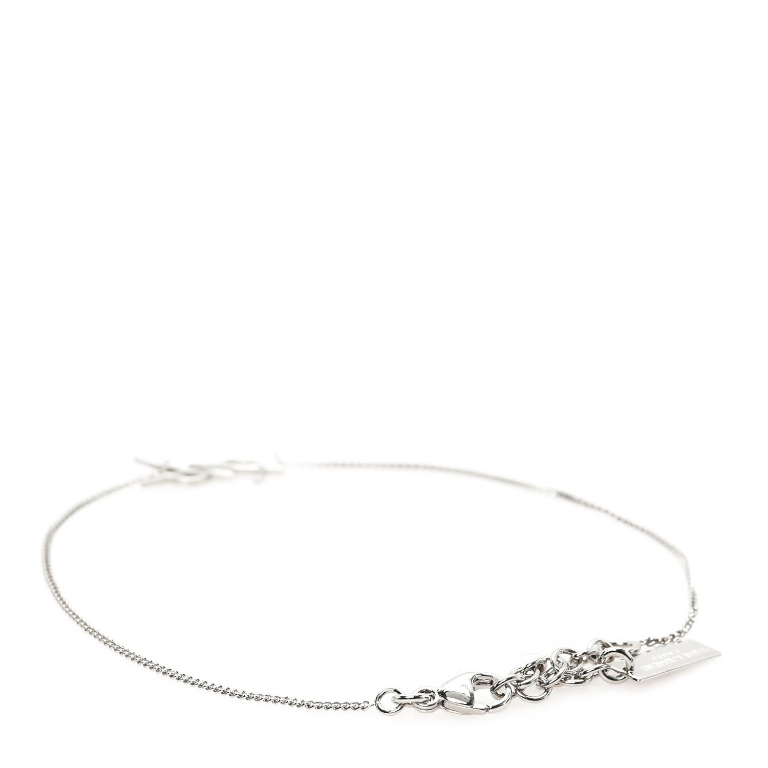 Saint Laurent Brass Monogram Charm Bracelet Silver