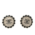 Chanel Metal Enamel CC Round Earrings Gold Black
