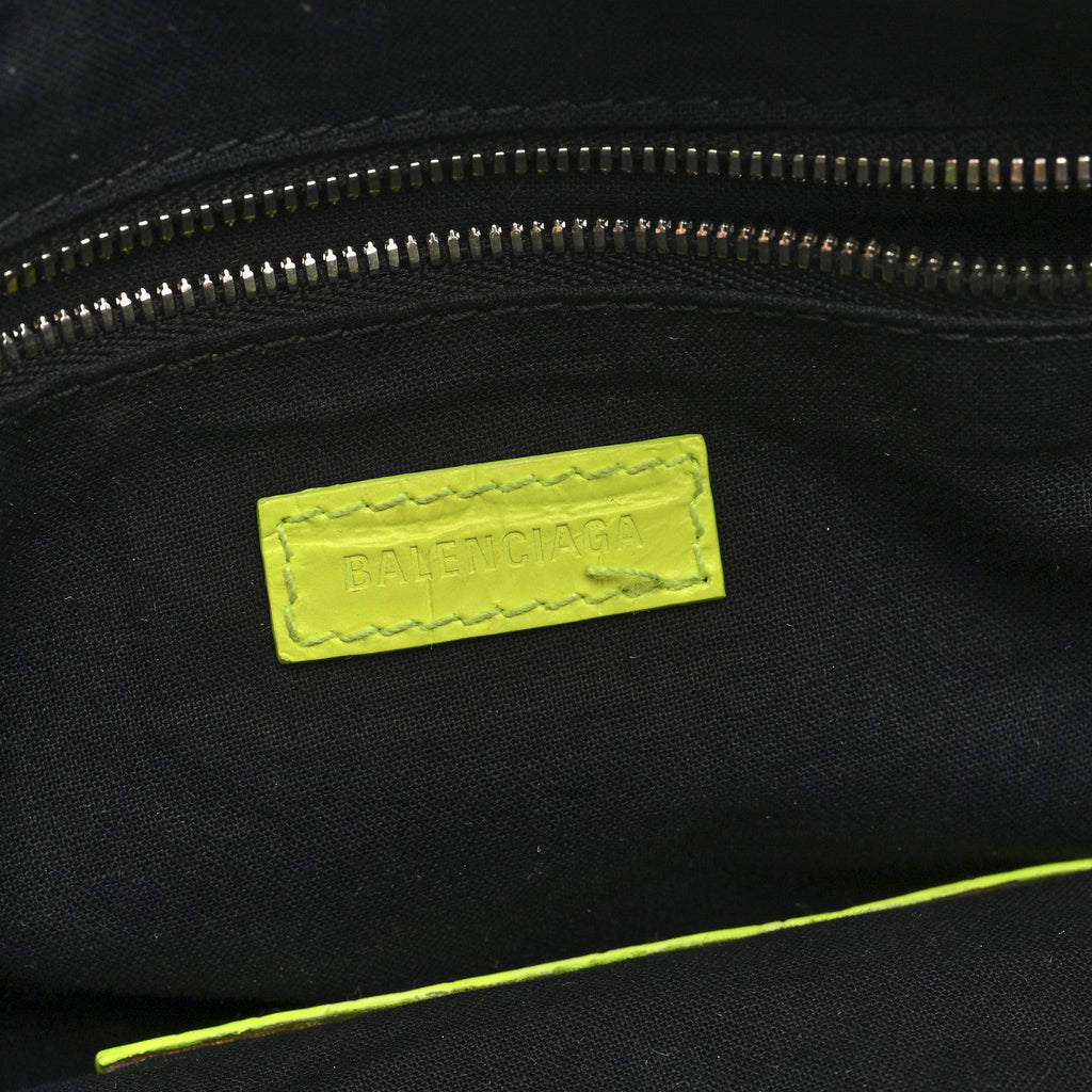 Balenciaga Extra Supple Calfskin Crocodile Embossed Neo Classic Hardware Hobo XS Flou Yellow