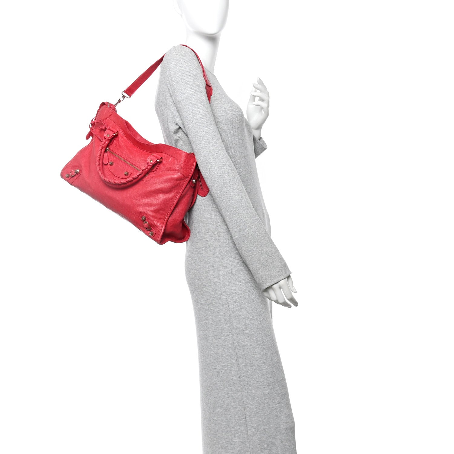 Balenciaga Agneau Giant 12 Rose Gold Hardware City Rouge Coquelicot
