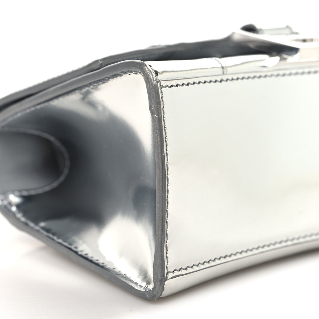 Balenciaga Metallic Calfskin Hourglass Top Handle Bag XS Silver