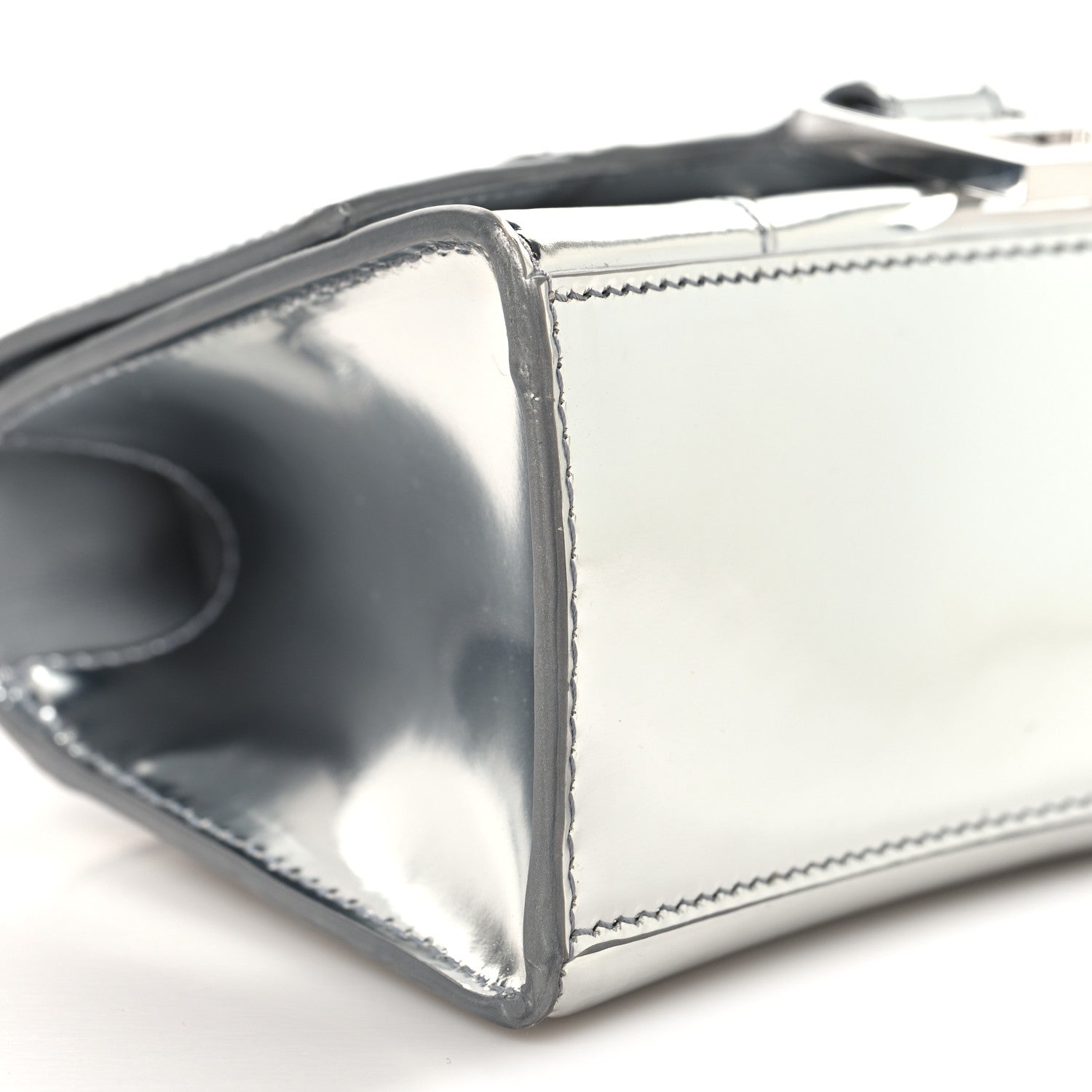 Balenciaga Metallic Calfskin Hourglass Top Handle Bag XS Silver