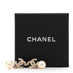 Chanel Crystal Pearl CC Drop Earrings Gold
