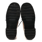 Chanel Shiny Lambskin Quilted Lace Up Combat Boots 36 Beige Black