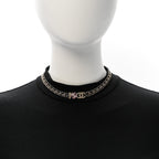Chanel Metal Lambskin Crystal I Heart CC Choker Necklace Gold Black