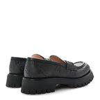 Gucci Piuma Calfskin Embossed Womens Platform Lug Sole Loafers 40 Black