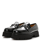 Gucci Cordovan Lux Womens Horsebit 45mm Platform Loafers 39.5 Black