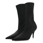 Balenciaga Jersey Crepe Extreme Pointed Toe Knife Booties 36 Black