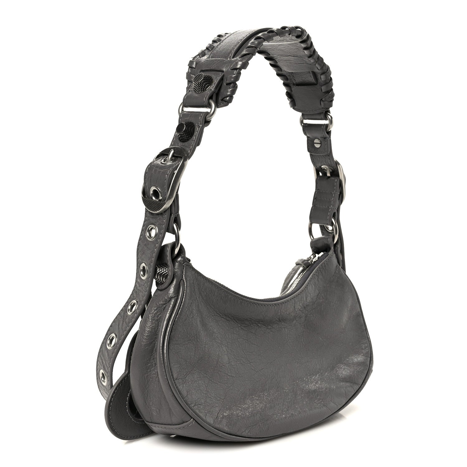 Balenciaga Agneau Arena Le Cagole Shoulder Bag XS Dark Grey